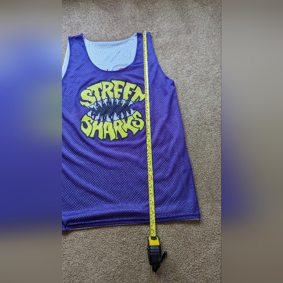 Street Sharks Reversible Basketball Jersey Purple/Yellow , White/Red Number 76 - Picture 7 of 8